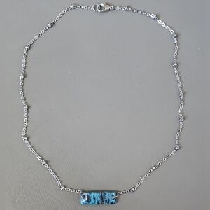 Blue And Black Clay Bar Necklace